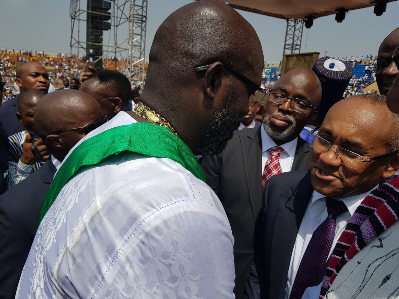 NFF Boss Pinnick and CAF Executives attend Ex- Ballon d'Or winner George Weah sworn in as Liberia president