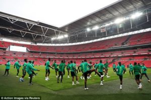 Alex Iwobi and Victor Moses gear up for England friendly as head coach Gernot Rohr and ground staff test waterlogged Wembley pitch