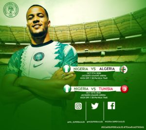 Super Eagles now to play Algeria, Tunisia in October friendly games