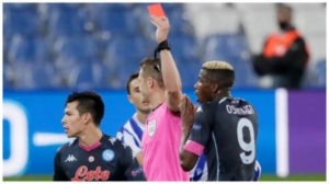 Victor Osimhen Receives First Red Card Of His Football Career
