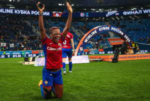 Super Falcons Ordega Celebrates After Winning 3 Trophies for her CSkA Moscow Club