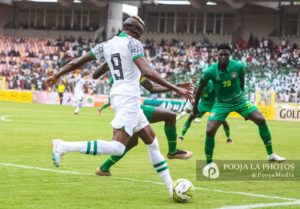 Osimhen plays under pressure in Super Eagles shirt