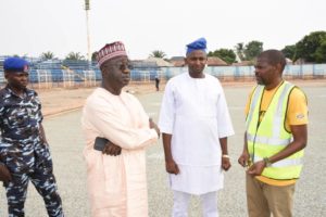 Acting Governor of Nasarawa State inspects the remodeling being done at Lafia Stadium