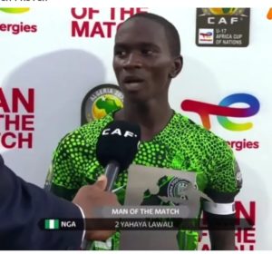 NGA 1 VS ZAM 0 : Golden Eaglet defender Lawali Wins Man of the Match Award