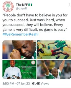 NFF Pays tribute to the memories of Late Stephen keshi