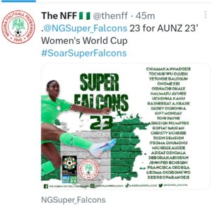 2023 FIFA WWC: Waldrum release Super Falcons list for world Cup