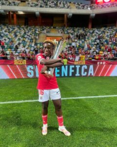 Christy Ucheibe Celebrates First Trophy Of The Season With Benfica 