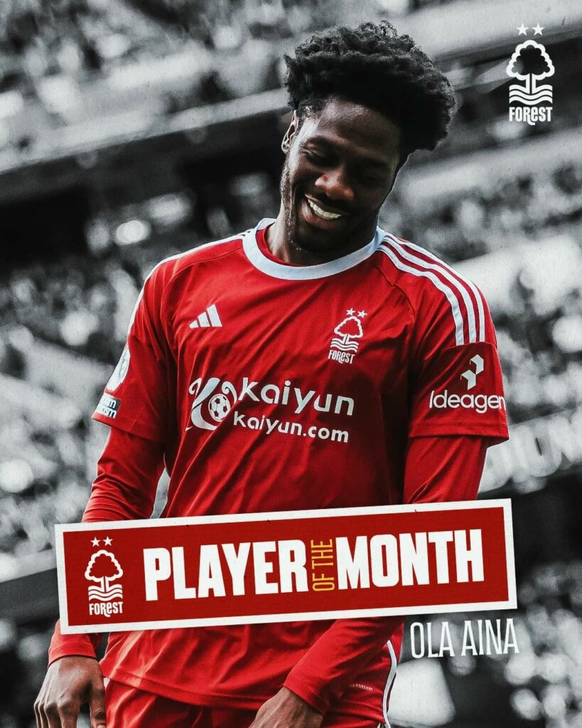 Ola Aina voted Forest's Player of the Month for September