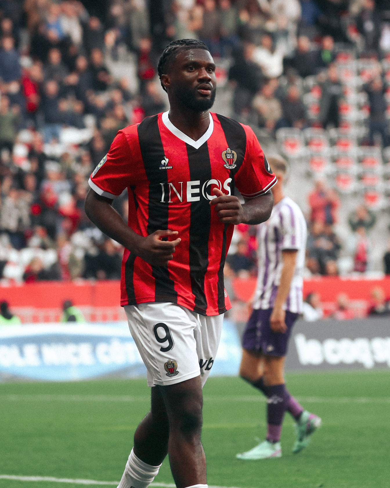 Terem Moffi with the match winner for Nice against Toulouse