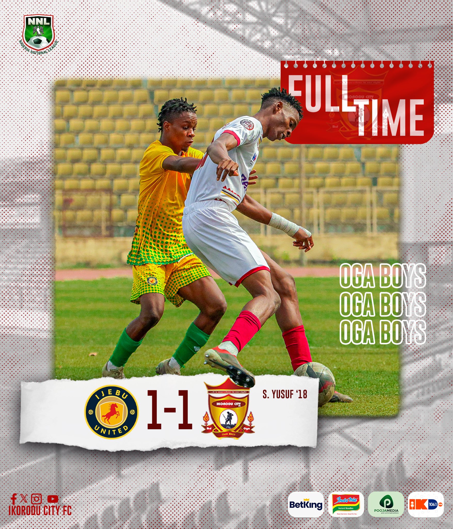 NNL: Okwusah Chuks's late goal saves Ijebu United's blushes as Madiba remain top of group B despite loss to Vandrezzer
