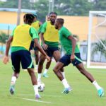 Super Eagles practice spot kick in preparation for Angola