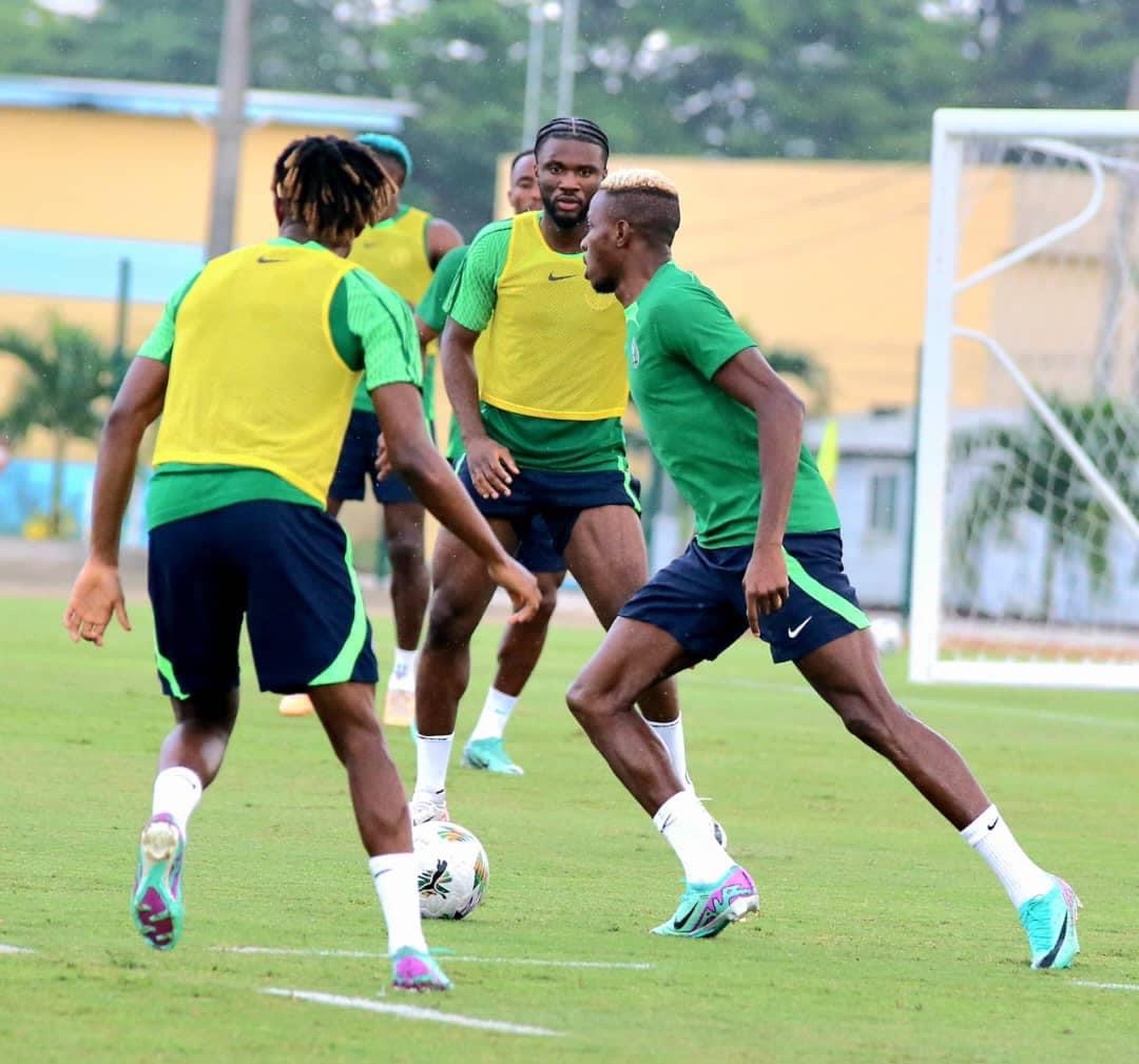 Super Eagles practice spot kick in preparation for Angola