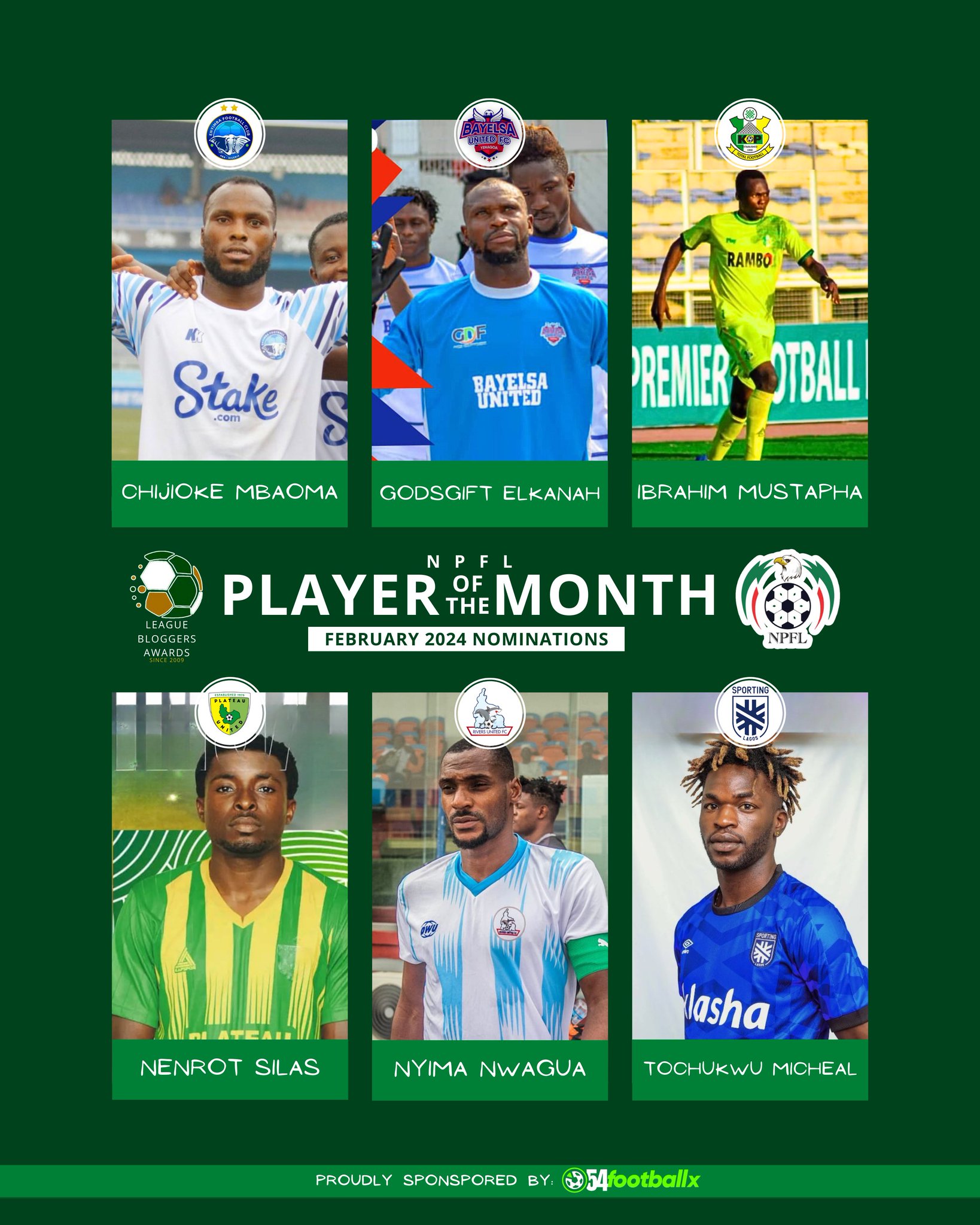 NPFL: Mbaoma and five others in contention for February Player of the Month
