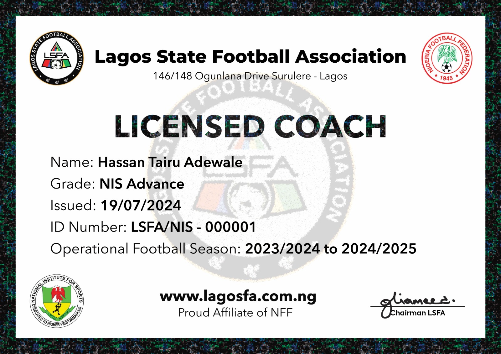 LSFA, NIS collaborate to train Lagos State coaches